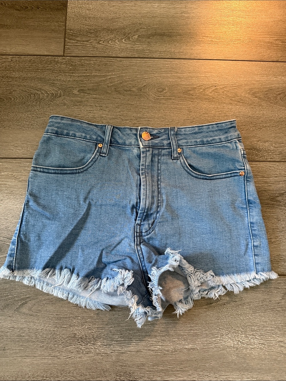 Forever 21 Light Blue Distressed Denim Cutoff Shorts
